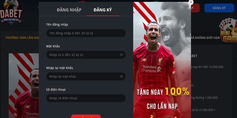 Bảng hướng dẫn đăng ký tài khoản